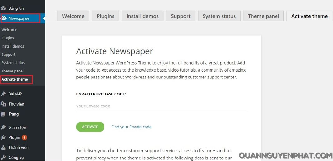 Share theme WordPress Newspaper mới nhất kèm hướng dẫn kích hoạt