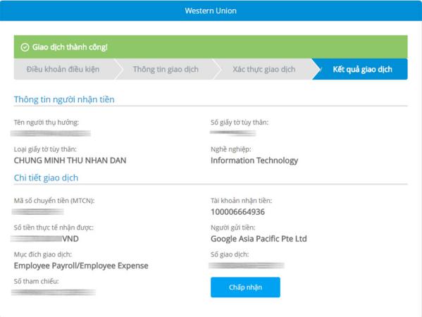 Hướng dẫn nhận Western Union online Vietinbank cho Google Adsense không tốn phí, nhận sau 3s