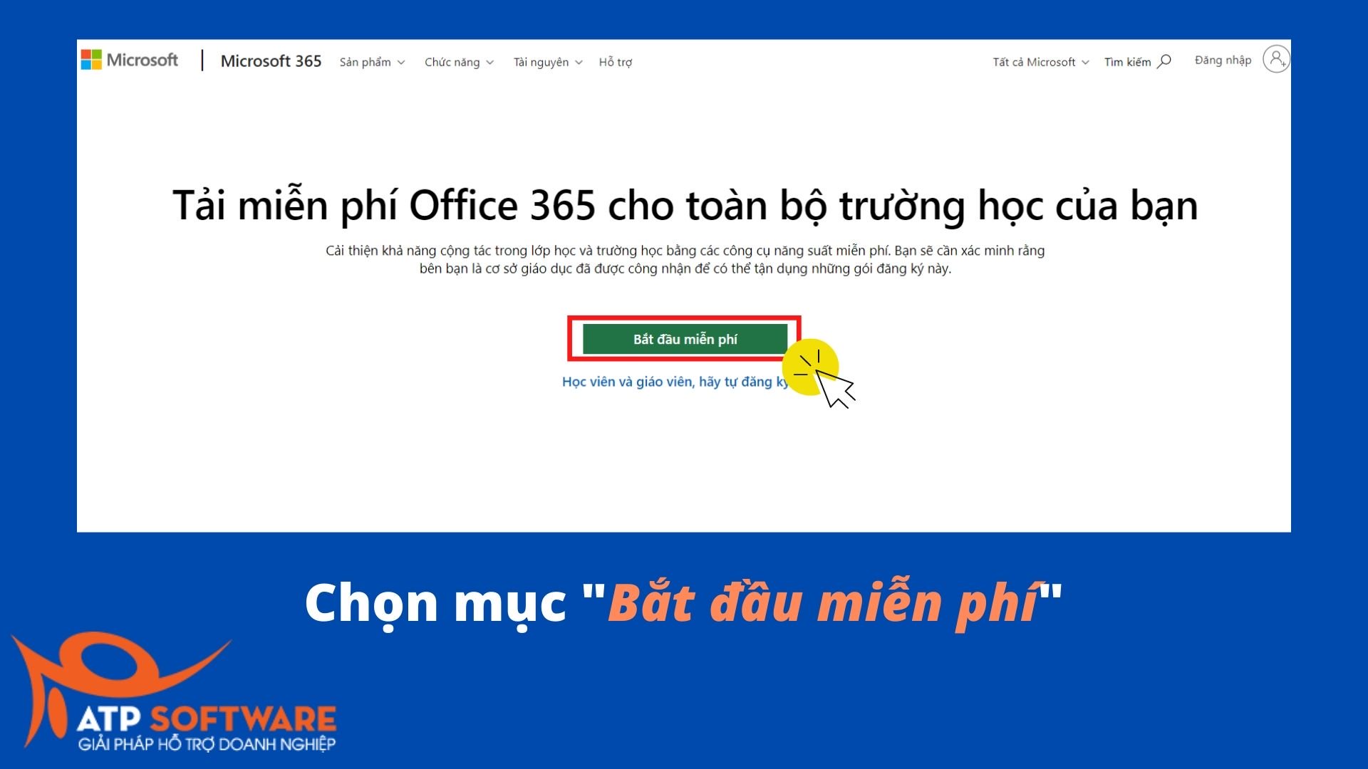 Chọn Bắt đầu miễn phí để tiến tới phần tạo tài khoản