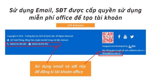 Sử dụng email và sđt để đăng kí tài khoản office