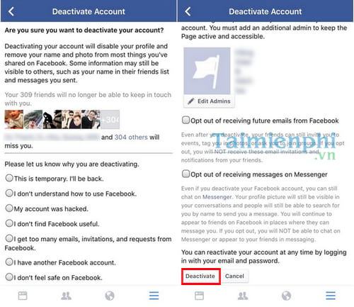 xoa tai khoan facebook tren iphone